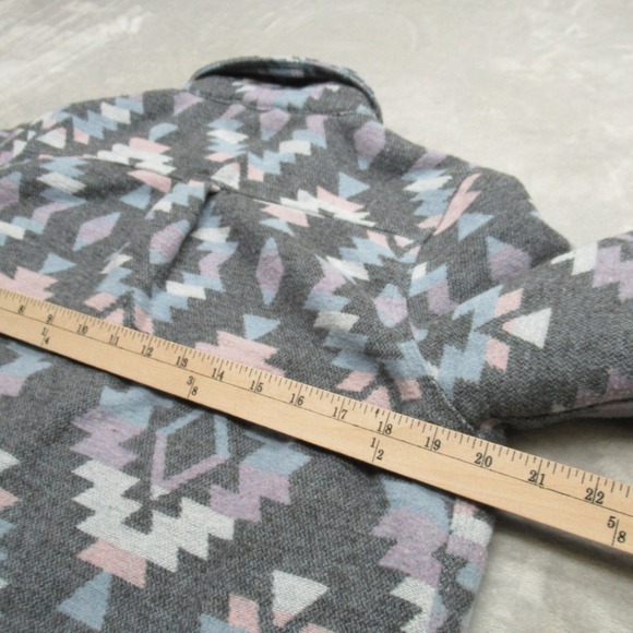 Stoic Aztec Jacket Women Medium Gray Fleece Soft Button Front Pockets Wool Blend - Picture 10 of 12